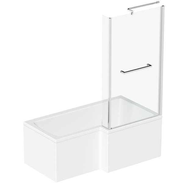Orchard L shaped right handed shower bath 1500mm with 6mm shower screen and rail