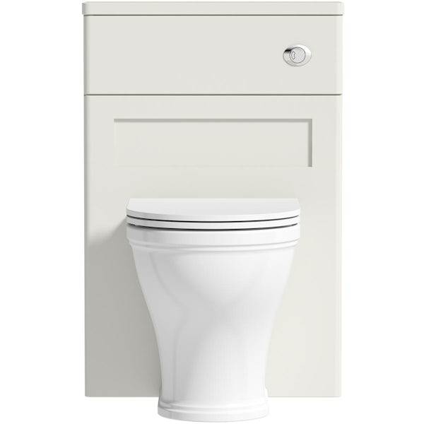 The Bath Co. Aylesford linen white back to wall unit and rimless toilet with soft close seat