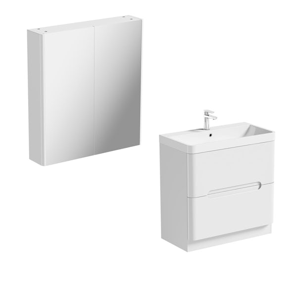 Mode Ellis white vanity drawer unit 800mm and mirror cabinet offer