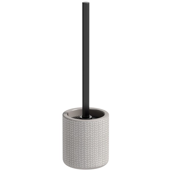 Accents ceramic grey patterned toilet brush holder