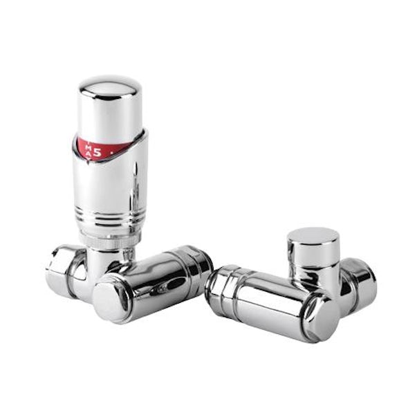 The Heating Co. Dual fuel thermostatic corner radiator valves with lockshield - chrome