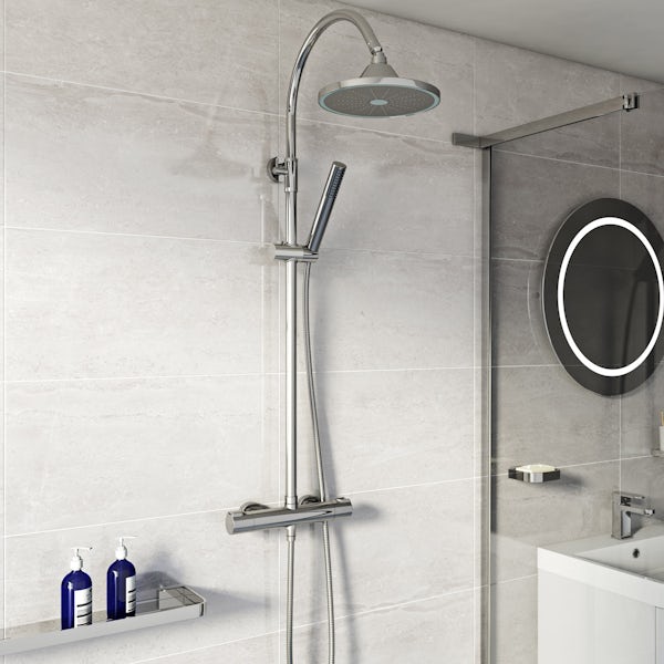 Mode Cool Touch round thermostatic exposed mixer shower with LED shower head