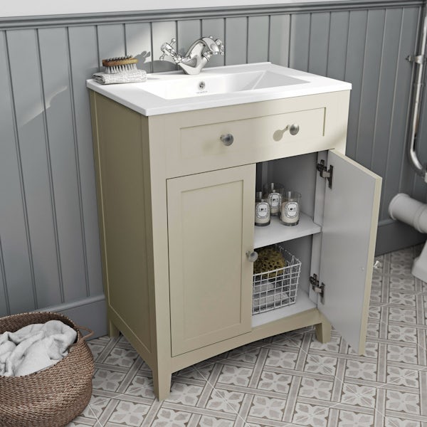The Bath Co. Camberley satin ivory low level furniture suite with straight bath 1700 x 700mm