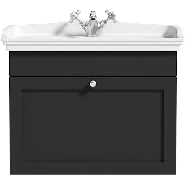 The Bath Co. Ascot graphite wall hung vanity unit and ceramic basin 600mm