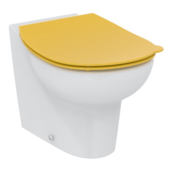 Armitage Shanks Contour 21 Splash back to wall school toilet, yellow seat and cover