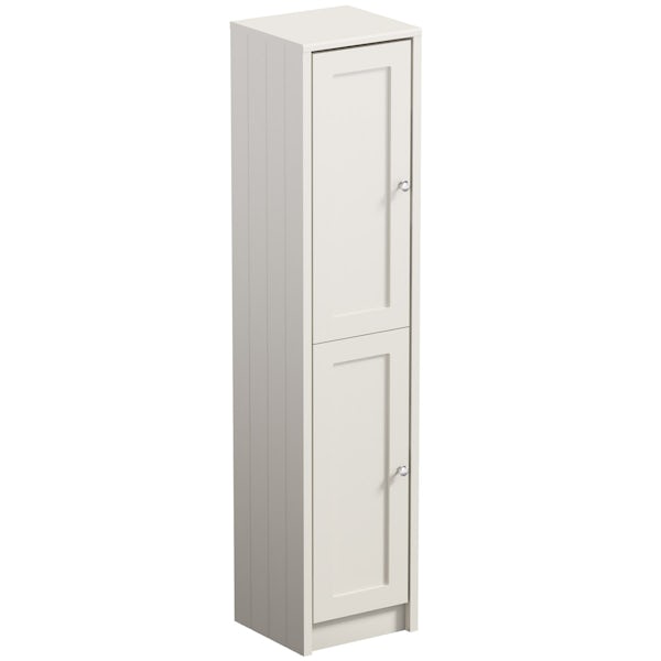 Orchard Dulwich stone ivory furniture package with Eton floorstanding vanity unit 600mm