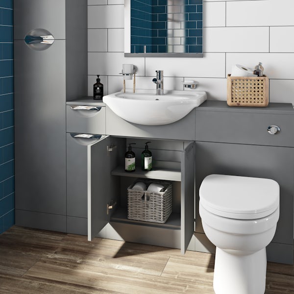 Orchard Elsdon stone grey floorstanding vanity unit and ceramic basin 550mm with tap & waste