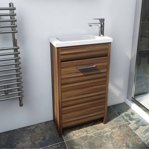 Smart Compact Walnut Unit with Compact Square Toilet