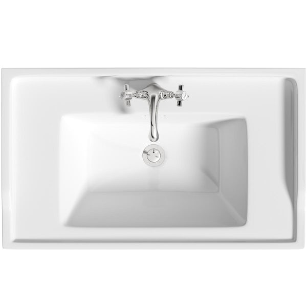 The Bath Co. Ascot graphite wall hung vanity unit and ceramic basin 800mm with tap