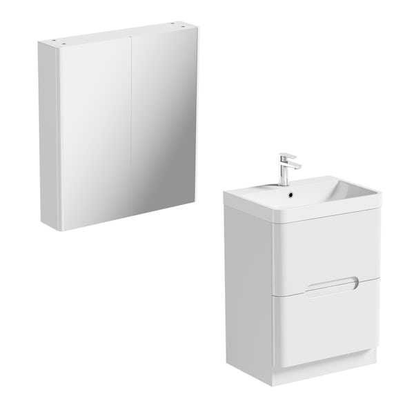Mode Ellis white vanity drawer unit 600mm and mirror cabinet offer
