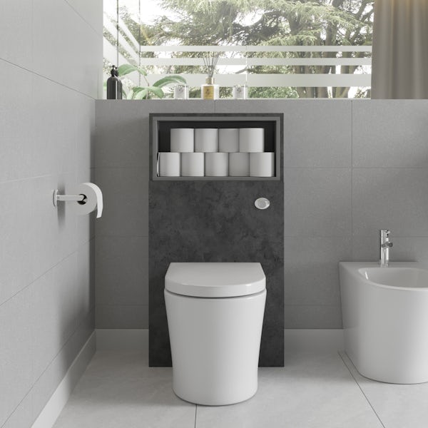 Mode Tate II riven grey back to wall unit and toilet with soft close seat