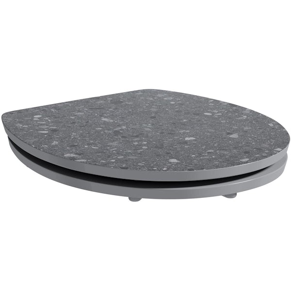 Accents stone effect MDF seat with charcoal grey veneer