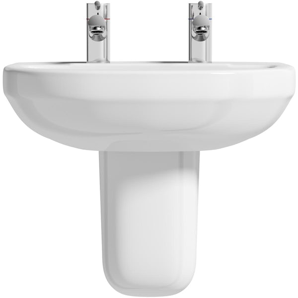 Orchard Eden II 560 semi pedestal basin with 2 tap holes