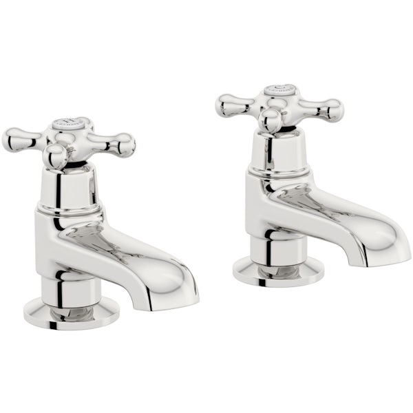 The Bath Co. Camberley wall mounted basin mixer and bath pillar tap pack