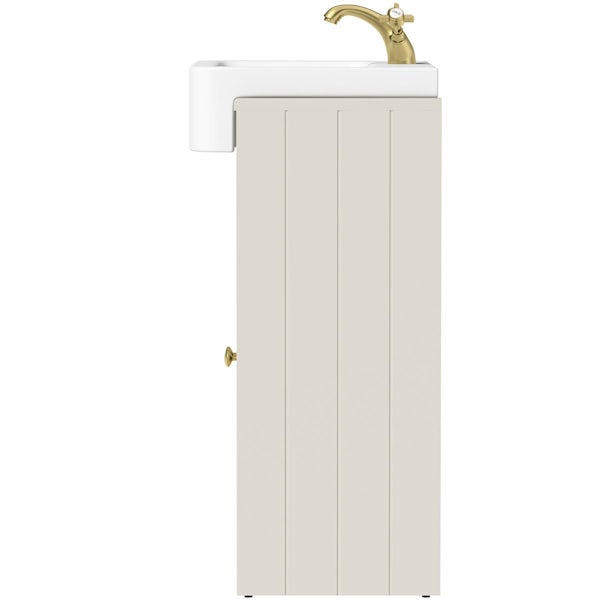 Orchard Dulwich stone ivory floorstanding vanity unit and semi recessed basin 600mm - brushed brass